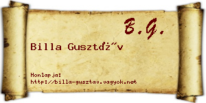 Billa Gusztáv névjegykártya